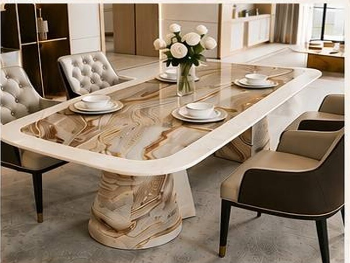 Statement marble dining table