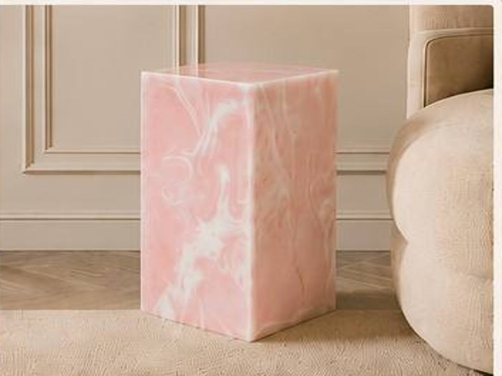 Pink stone side table plinth