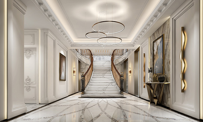 Marble lobby floor routing