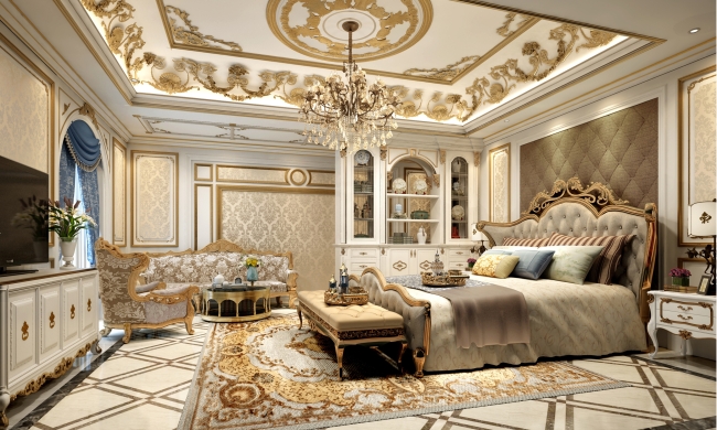 Classical royal style master bedroom