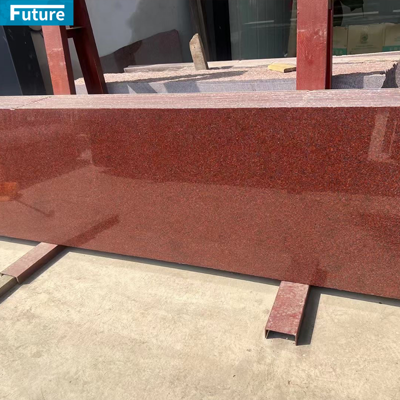 Polish Glazed Wholesales Durable Indian OEM Red Granite Slab For Wall Veneer Ceiling Tiles Floor Tiles Kitchen Countertop Stone Projects