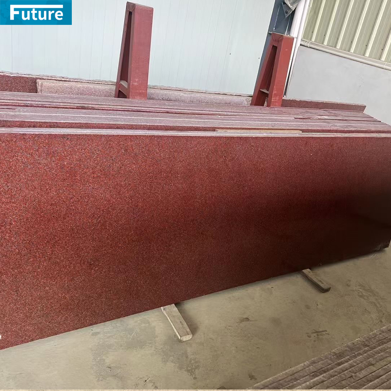 Polish Glazed Wholesales Durable Indian OEM Red Granite Slab For Wall Veneer Ceiling Tiles Floor Tiles Kitchen Countertop Stone Projects