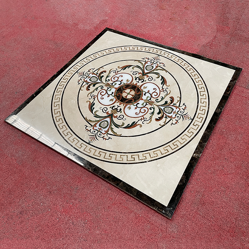 Modern Hotel Waterjet Machine Cut Polished Good Design Floor Tile Water Jet Pattern Cut-To-Size Natural Slab Swimming Pool Tiles