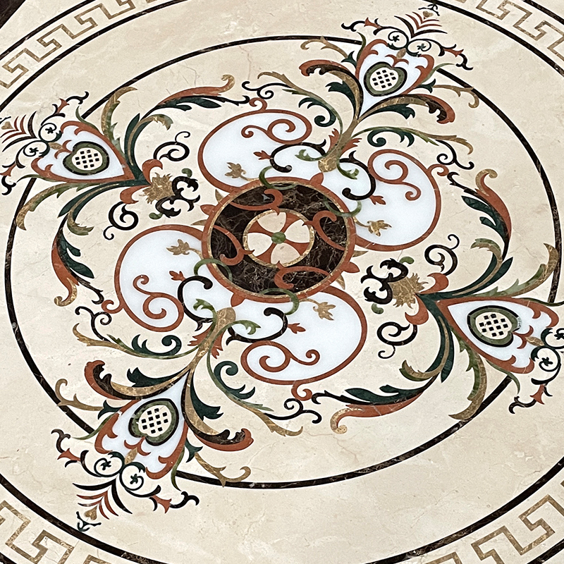 Modern Hotel Waterjet Machine Cut Polished Good Design Floor Tile Water Jet Pattern Cut-To-Size Natural Slab Swimming Pool Tiles