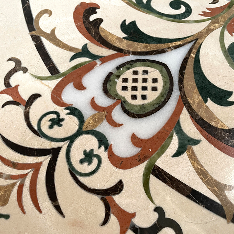 Modern Hotel Waterjet Machine Cut Polished Good Design Floor Tile Water Jet Pattern Cut-To-Size Natural Slab Swimming Pool Tiles