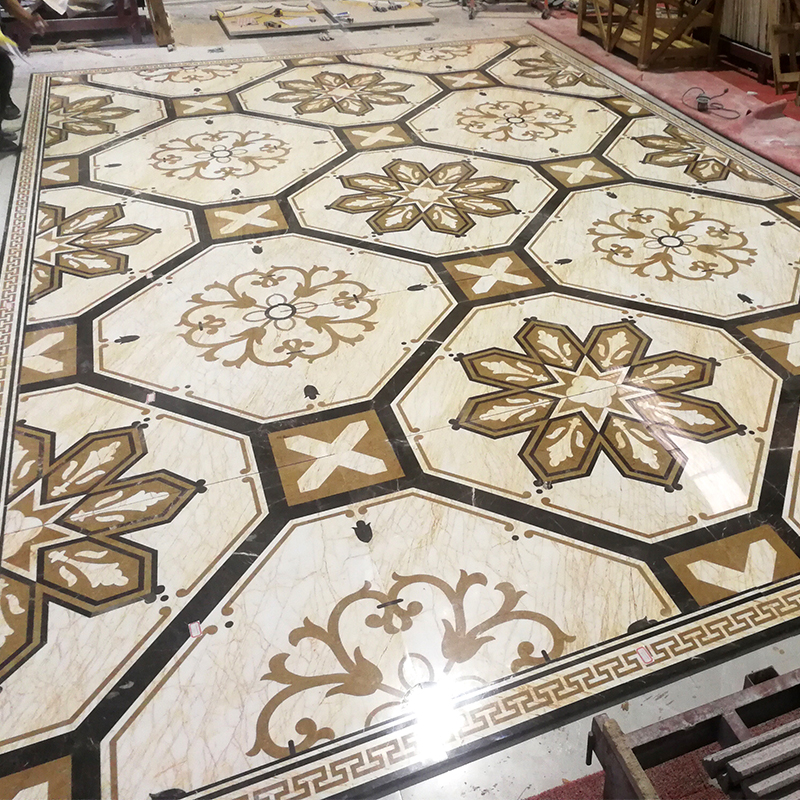 Luxury Hotel Lobby Marble Waterjet Medallion Floor Design Beautiful Marble Waterjet Pattern Tiles For Wall And Floor Granit Slab
