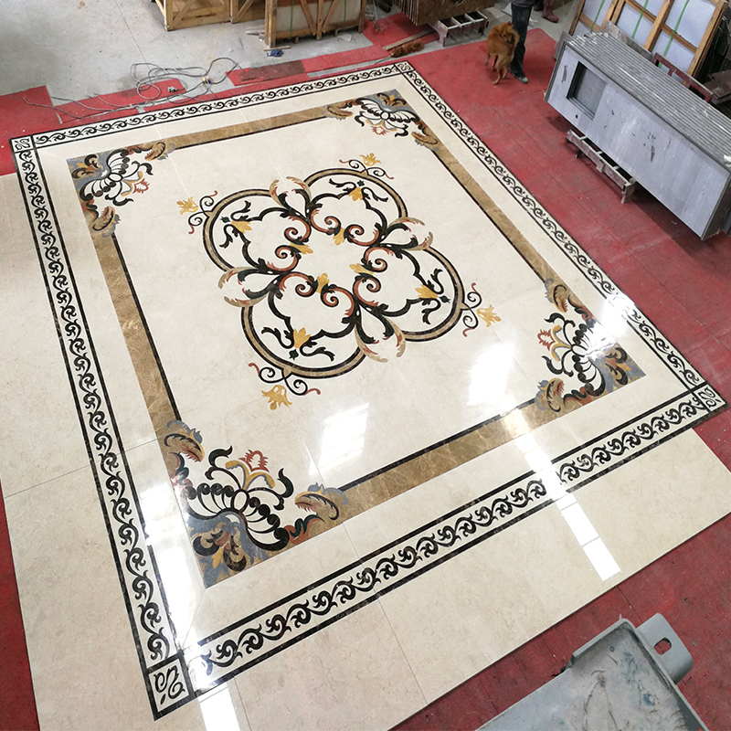 Luxury Customize Shape Hotel Lobby Marble Waterjet Medallion Floor Design Beautiful Marble Waterjet Pattern Tiles For Wall And Floor Granit Slab