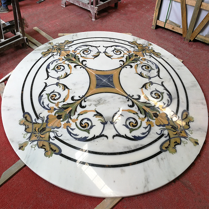 Luxury Modern Design Round Marble Water Jet Medallion Pattern Tiles For Interior Home Flooring Room Decoration Wall Panel