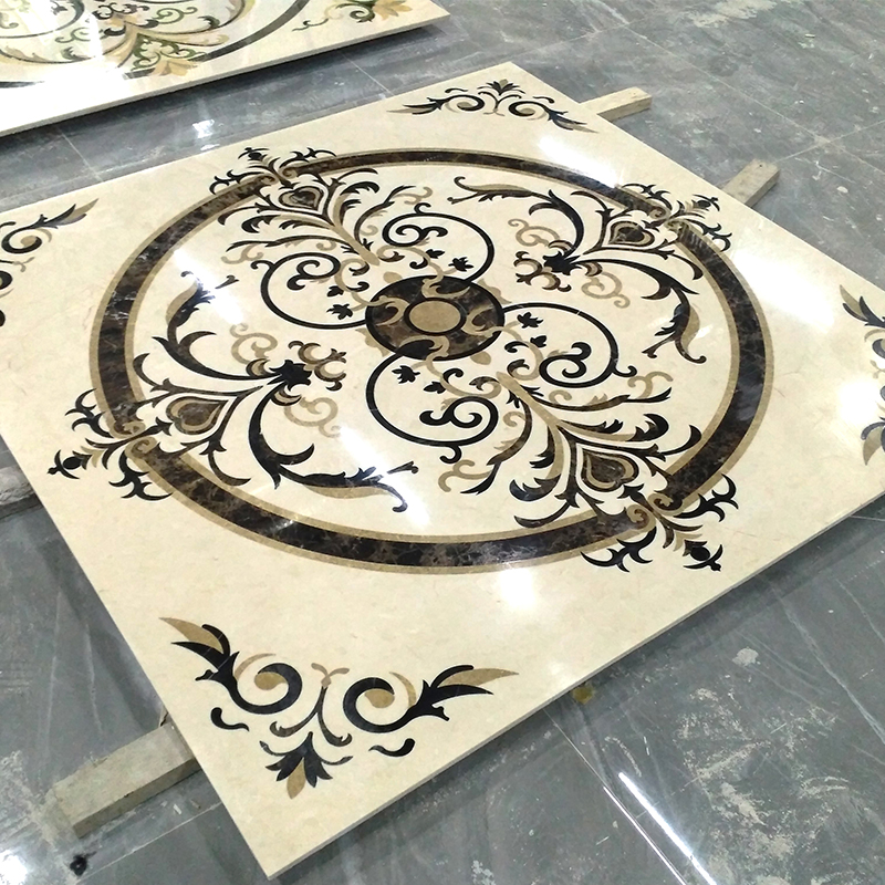 Luxury Modern Design Round Marble Water Jet Medallion Pattern Tiles For Interior Home Flooring Room Decoration Wall Panel