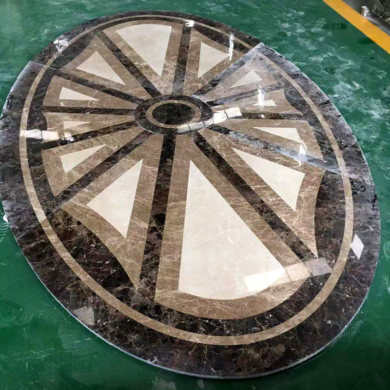 Luxury Customize Size Modern Design Round Marble Water Jet Medallion Pattern Tiles For Interior Home Flooring Room Decoration Wall Panel