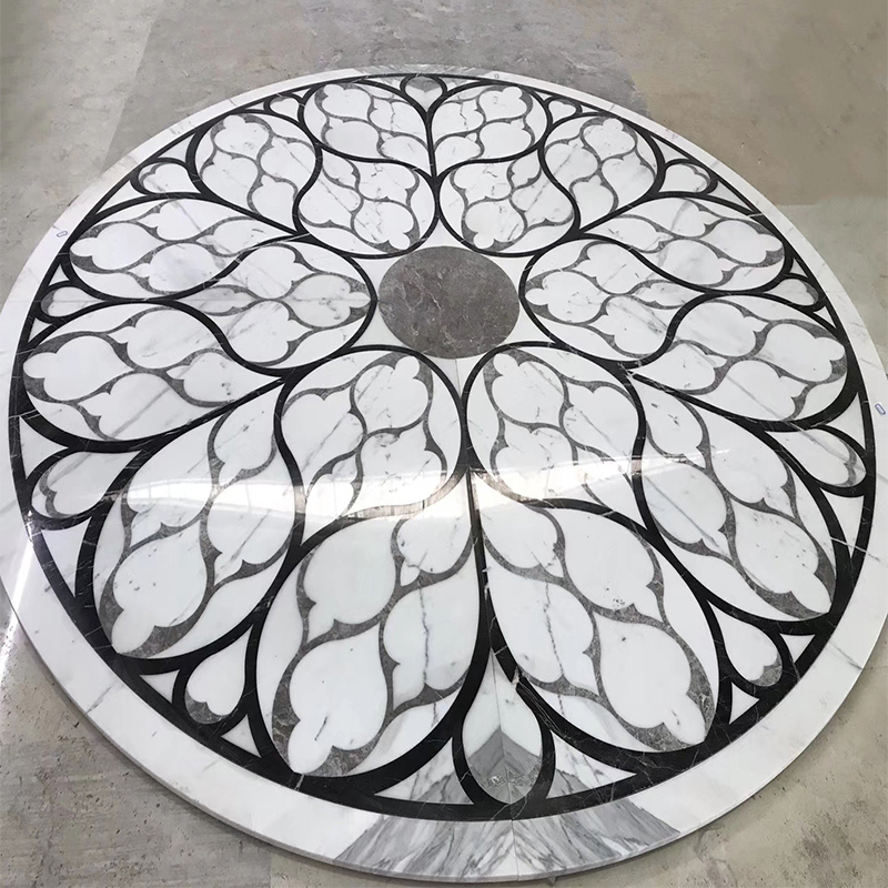 High Quality Customization Design Water Jet Pattern Medallion Floor Tiles For Hotel Labby Decor Flower Marble Water-jet Inlay