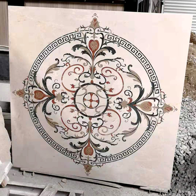 Luxury High Quality Customization Design Water Jet Pattern Medallion Floor Tiles For Hotel Labby Decor Flower Marble Water-jet Inlay