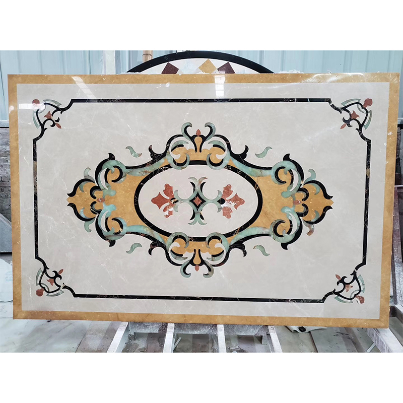 Luxury High Quality Customization Design Water Jet Pattern Medallion Floor Tiles For Hotel Labby Decor Flower Marble Water-jet Inlay