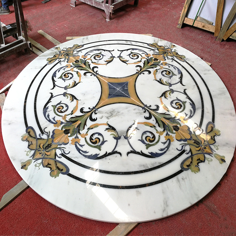 Luxury High Quality Customization Design Water Jet Pattern Medallion Floor Tiles For Hotel Labby Decor Flower Water-jet Marble For Villa Decoration Floor Tiles Hotel Lobby Floor Decoration