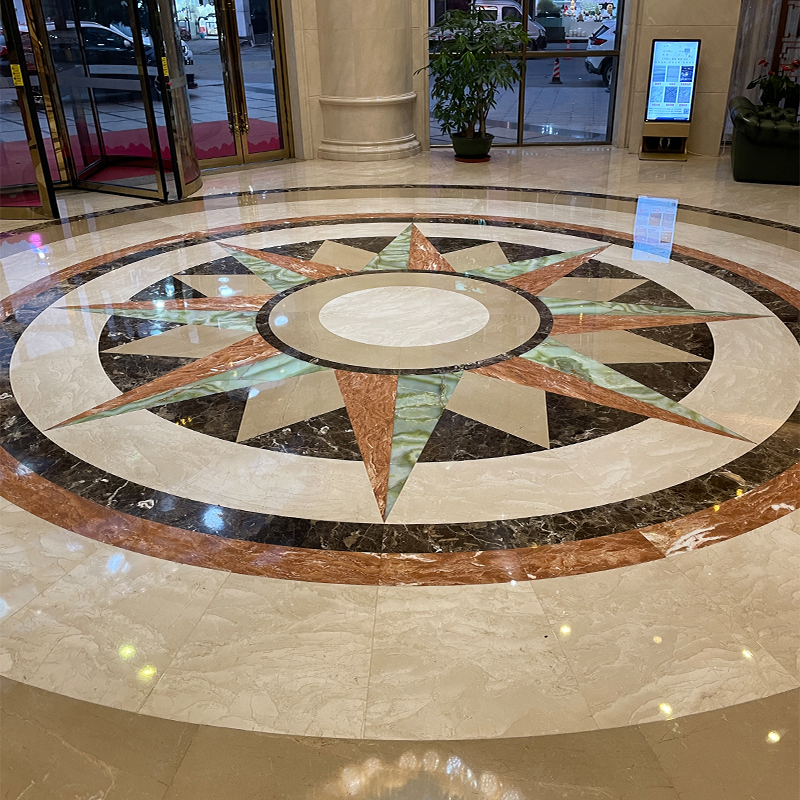 Luxury High Quality Customization Design Water Jet Pattern Medallion Floor Tiles For Hotel Labby Decor Flower Water-jet Marble For Villa Decoration Floor Tiles Hotel Lobby Floor Decoration