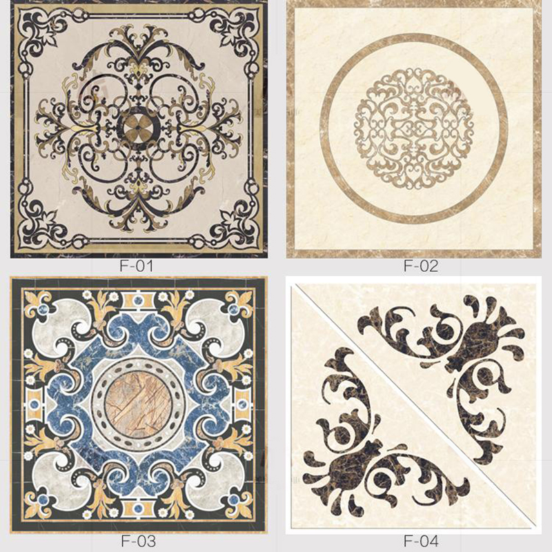 Hot Sale Marble Medallions Waterjet Marble Tiles Stone Inlay Floor Patterns Square Marble Floor Medallions For Hotel Lobby Villa Decoration Staircase