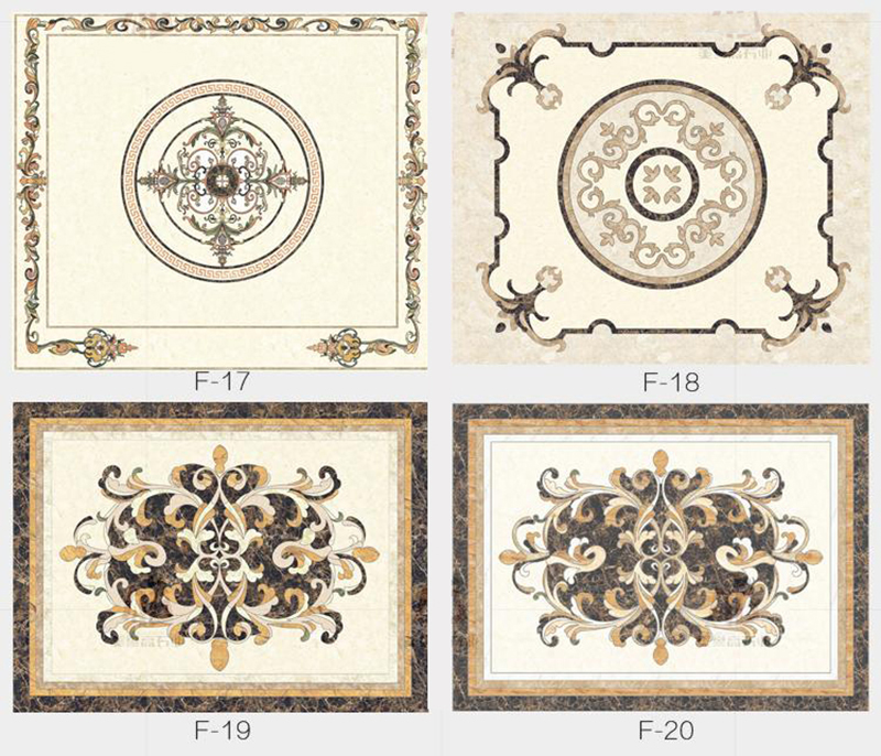 Hot Sale Marble Medallions Waterjet Marble Tiles Stone Inlay Floor Patterns Square Marble Floor Medallions For Hotel Lobby Villa Decoration Swimming Pool Tiles