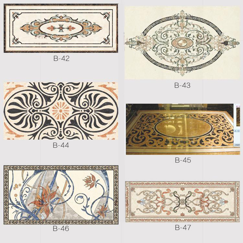Customization Design Water Jet Pattern Medallion Floor Tiles For Hotel Labby Decor Flower Water-jet Marble For Villa Decoration Hotel Lobby Floor Tiles Wall Panel Swimming Pool Tiles