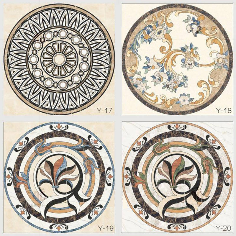 Luxury Customize Waterjet Medallion Tile Inlay Flooring Patterns Stone Marble Carpet Waterjet Mosaic Tile For Hotel Villa Decoration