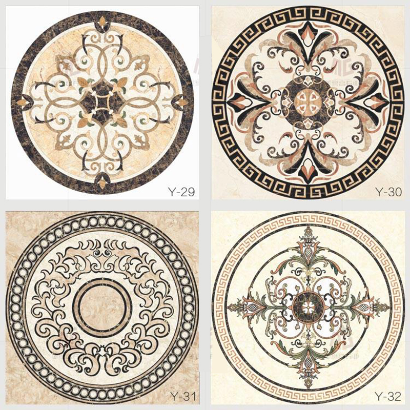 Luxury Customize Waterjet Medallion Tile Inlay Flooring Patterns Stone Marble Carpet Waterjet Mosaic Tile For Hotel Villa Decoration