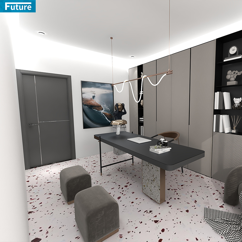 Modern Black Rustic Interior Porcelain Terrazzo Tile Restaurant Balcony Floor Bathroom Villa Interior Application
