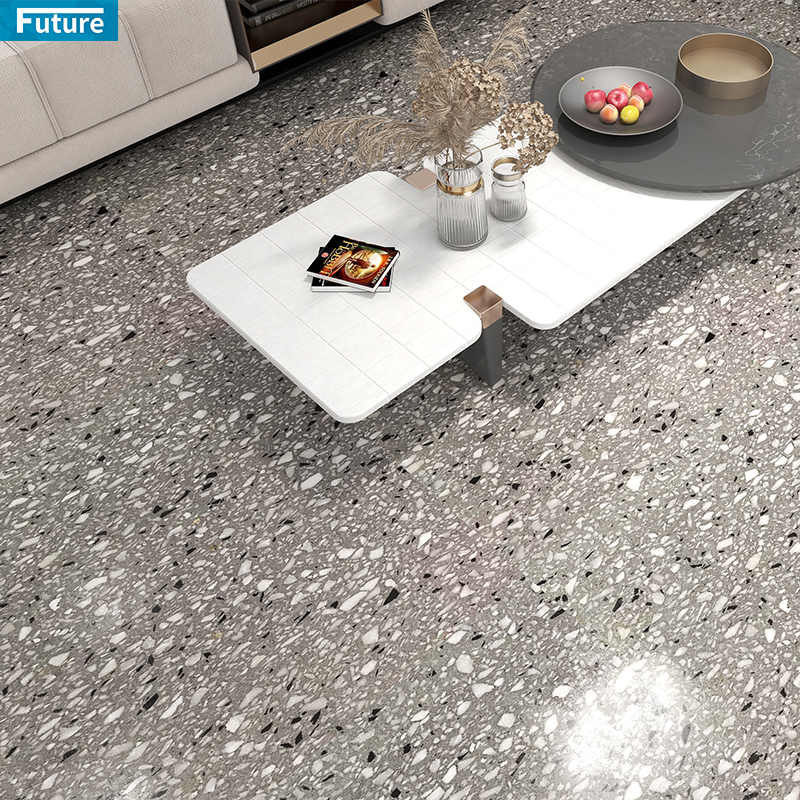 Wholesale Cheap Price Artificial Light Black And Grey Terrazzo Tiles Epoxy Terrazzo for Interior Flooring Wall Panel Kitchen Countertops
