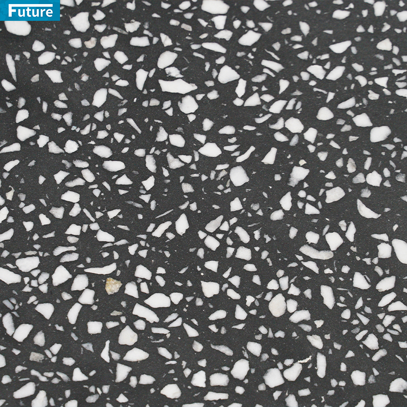 Luxury Black Terrazzo Matt Rustic Floor Tiles 600x600mm Customize Color Garden Anti Slip Low Water Absorption Tile
