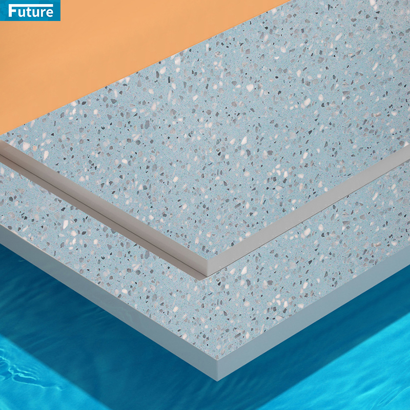 Wholesale Cheap Price Artificial Dark Blue Terrazzo Tiles Epoxy Terrazzo for Interior Floor Tiles Wall Panel Kitchen Countertops Swimming Pool Tiles