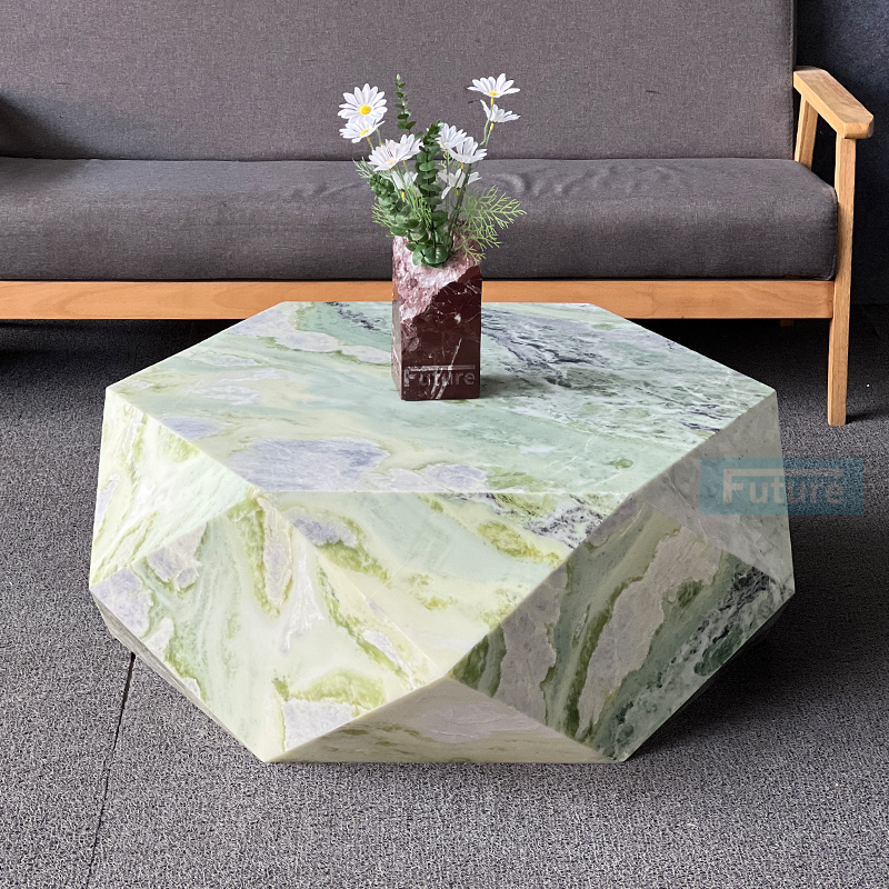 Luxury Modern Style Diamonds Shape Calacatta Green Marble Coffee Table For Home Decor Livingroom Furnoture Villa Decor