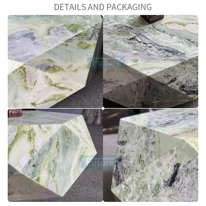Luxury Modern Style Diamonds Shape Calacatta Green Marble Coffee Table For Home Decor Livingroom Furnoture Villa Decor