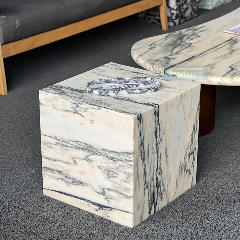 Luxury Modern Style Calacatta White Side Table For Home Decor Livingroom Furniture Villa Decor