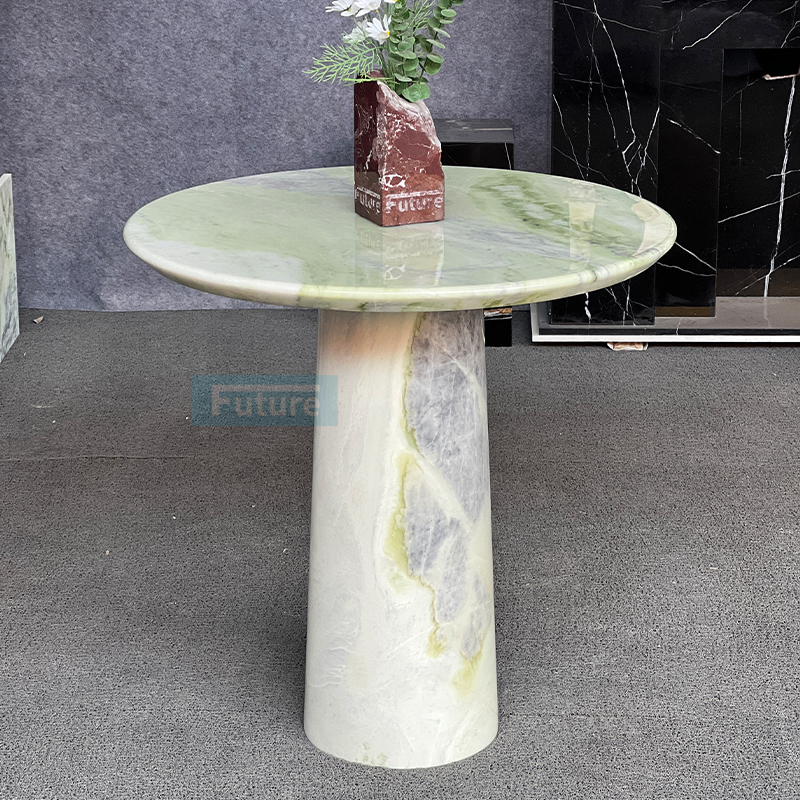 Luxury Modern Style Round Top Green Marble Side Tea Table For Home Decor Livingroom Furniture Villa Decor