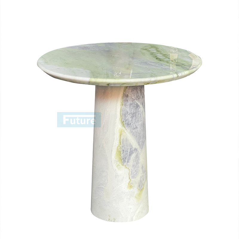 Luxury Modern Style Round Top Green Marble Side Tea Table For Home Decor Livingroom Furniture Villa Decor