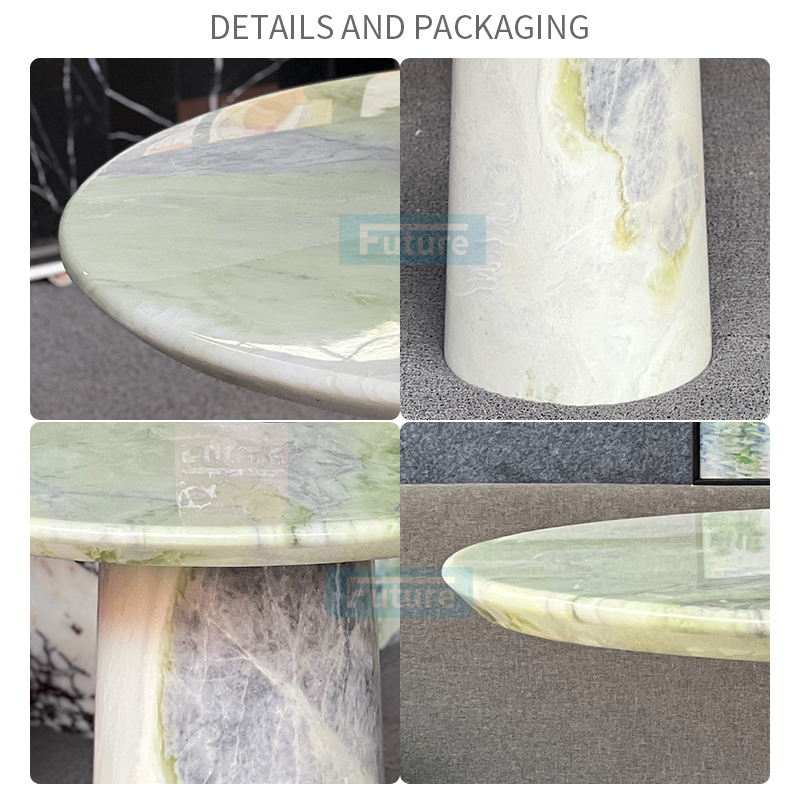 Luxury Modern Style Round Top Green Marble Side Tea Table For Home Decor Livingroom Furniture Villa Decor