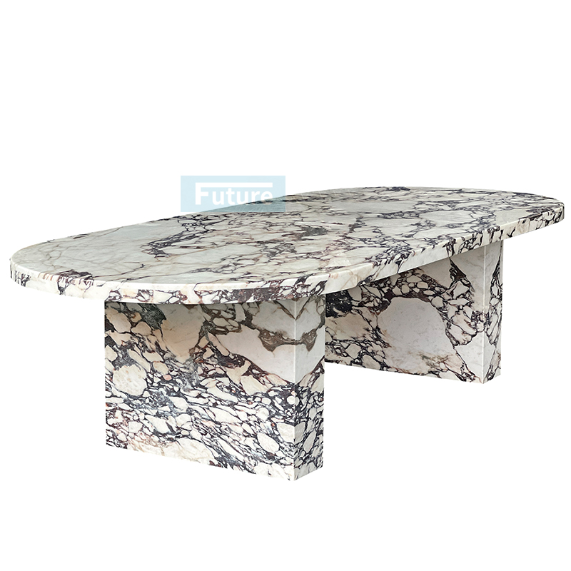 Luxury Modern Style Oval Calacatta Viola Marble Dining Table For Home Decor Dining Furniture Dining Hall Restaurant