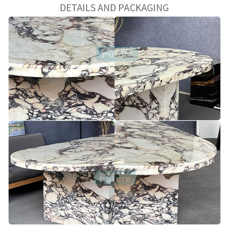 Luxury Modern Style Oval Calacatta Viola Marble Dining Table For Home Decor Dining Furniture Dining Hall Restaurant