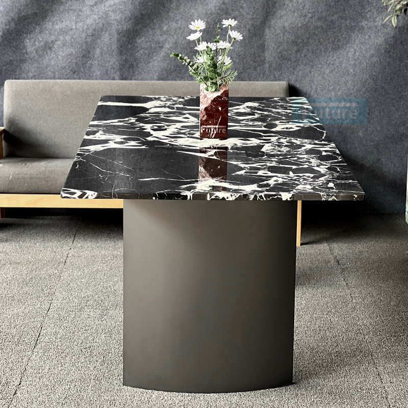 Luxury Modern Style Rectangular Calacatta Black Marble Dining Table For Home Decor Dining Furniture Dining Hall Restaurant
