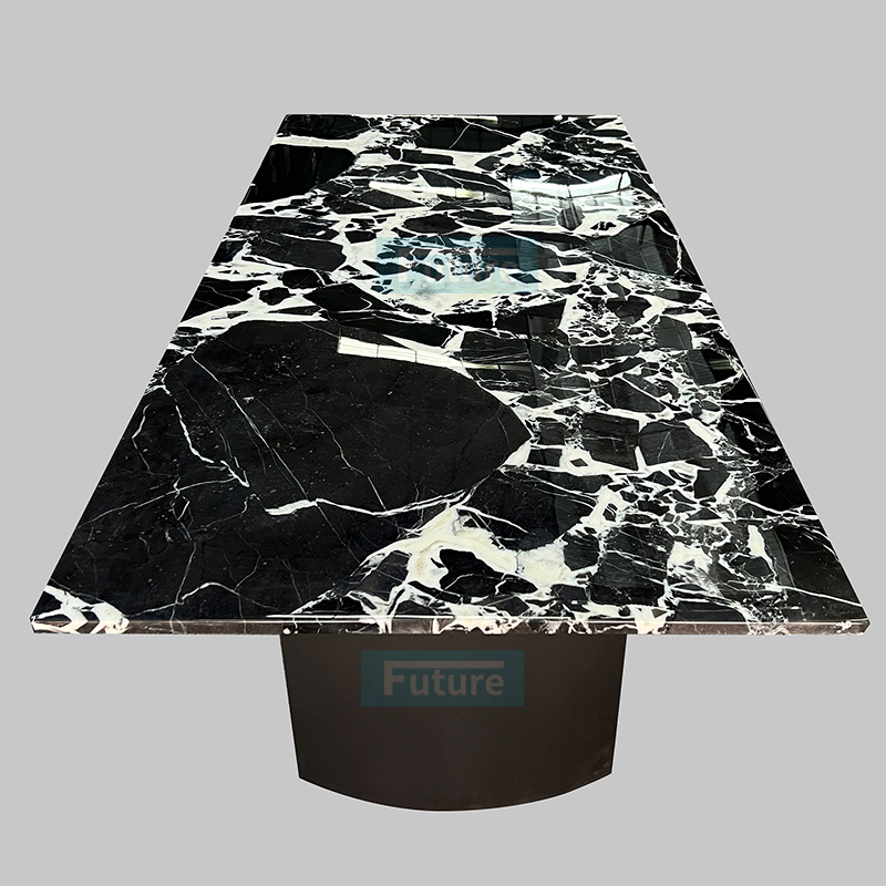 Luxury Modern Style Rectangular Calacatta Black Marble Dining Table For Home Decor Dining Furniture Dining Hall Restaurant