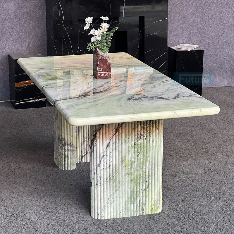 Luxury Modern Style Rectangular Fendi Green Marble Dining Table For Home Decor Dining Furniture Dining Hall Restaurant