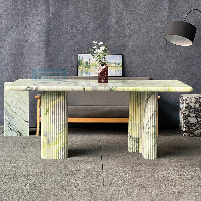 Luxury Modern Style Rectangular Fendi Green Marble Dining Table For Home Decor Dining Furniture Dining Hall Restaurant