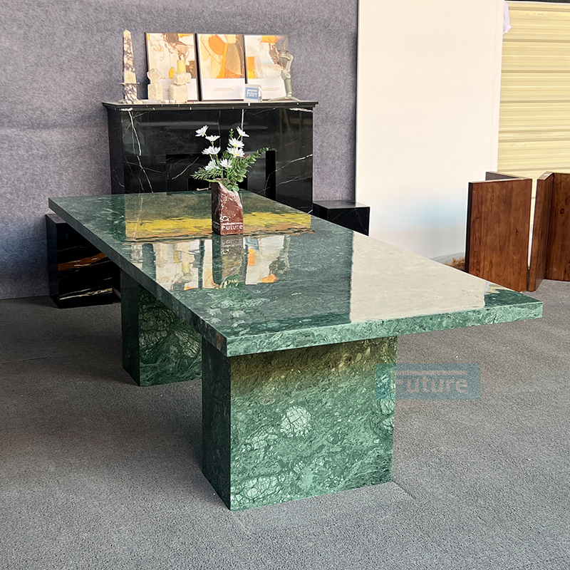 Luxury Modern Style India Verde Green Marble Dining Table For Home Decor Dining Furniture Dining Hall Restaurant Hotel