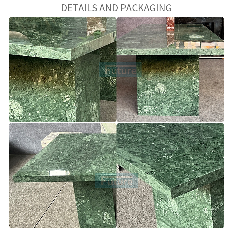 Luxury Modern Style India Verde Green Marble Dining Table For Home Decor Dining Furniture Dining Hall Restaurant Hotel