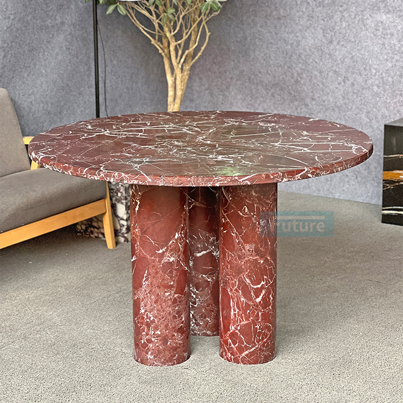 Luxury Modern Style Rosa Levanto Red Marble Dining Table For Home Decor Dining Furniture Dining Hall Restaurant Hotel Diningroom