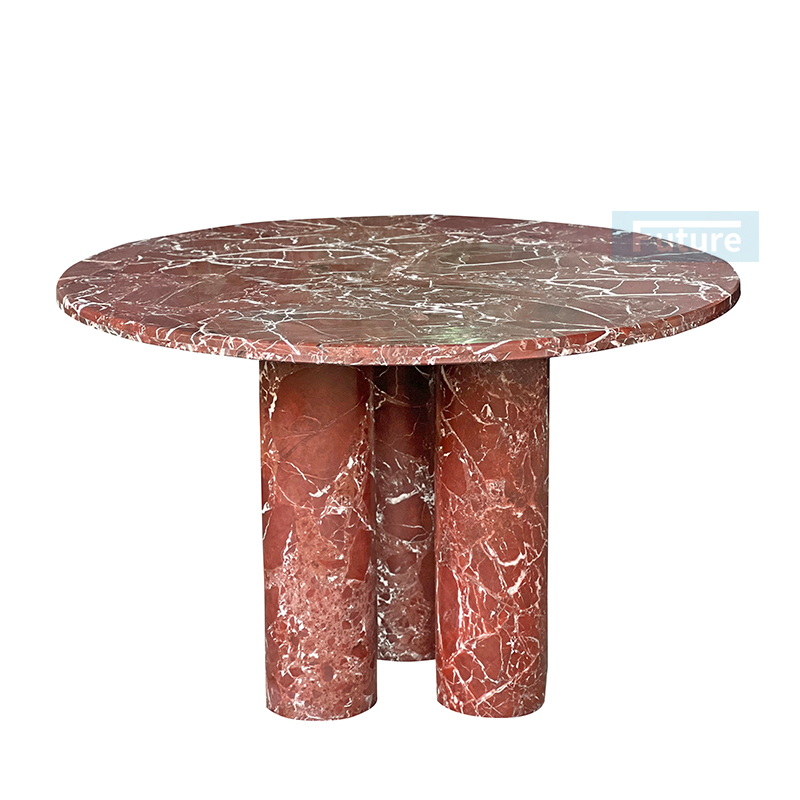 Luxury Modern Style Rosa Levanto Red Marble Dining Table For Home Decor Dining Furniture Dining Hall Restaurant Hotel Diningroom