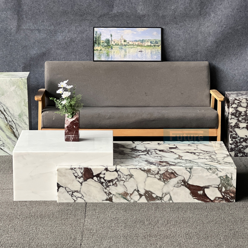 Luxury Modern Style Calacatta Viola And Ice Onyx Marble Coffee Table Tea Table For Home Decor Livingroom Furniture Hotel Bar Coffee Shop