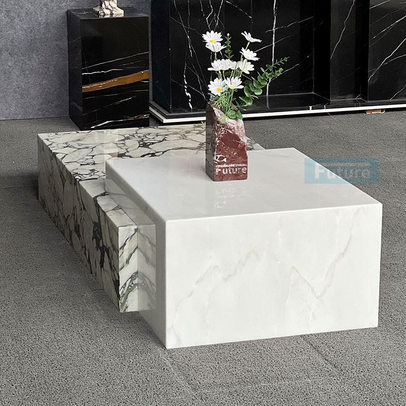 Luxury Modern Style Calacatta Viola And Ice Onyx Marble Coffee Table Tea Table For Home Decor Livingroom Furniture Hotel Bar Coffee Shop