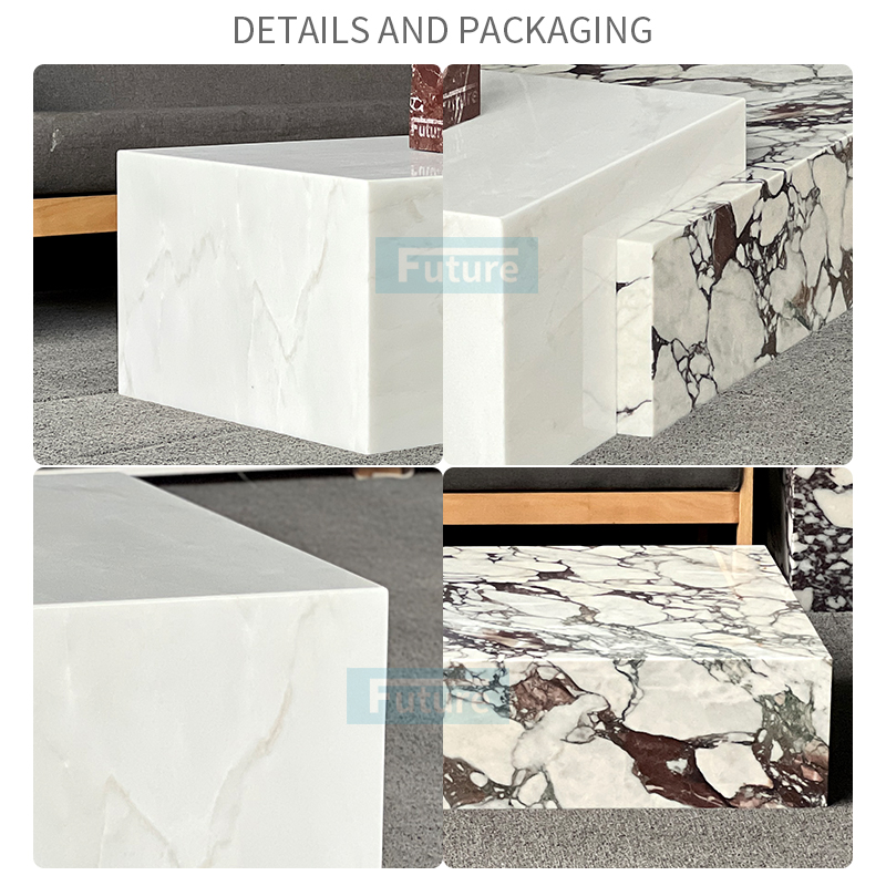 Luxury Modern Style Calacatta Viola And Ice Onyx Marble Coffee Table Tea Table For Home Decor Livingroom Furniture Hotel Bar Coffee Shop
