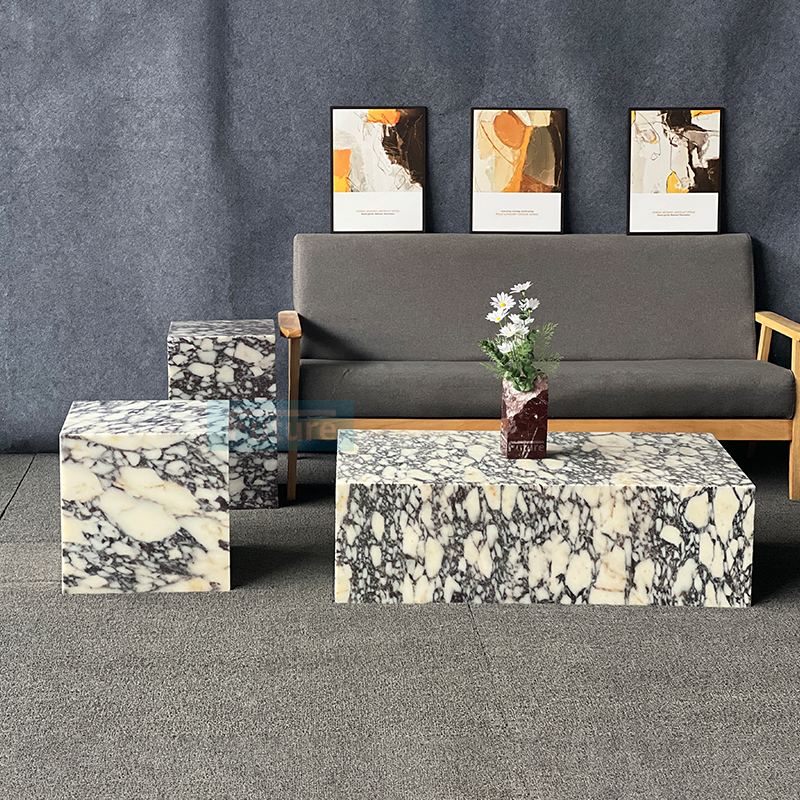 Luxury Modern Style Calacatta Viola Marble Coffee Table Tea Table 3PCS SetFor Home Decor Livingroom Furniture Hotel Bar Coffee Shop