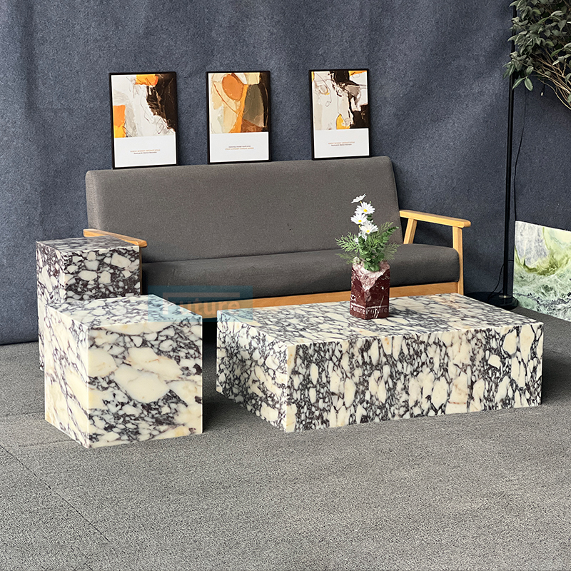Luxury Modern Style Calacatta Viola Marble Coffee Table Tea Table 3PCS SetFor Home Decor Livingroom Furniture Hotel Bar Coffee Shop