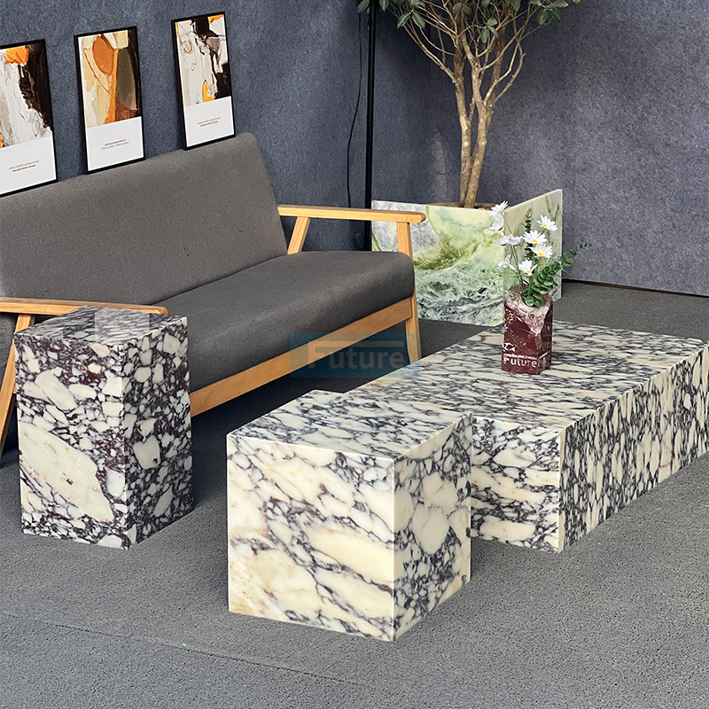 Luxury Modern Style Calacatta Viola Marble Coffee Table Tea Table 3PCS SetFor Home Decor Livingroom Furniture Hotel Bar Coffee Shop